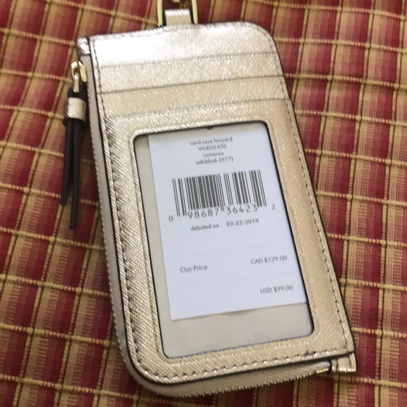 NWT Kate Spade Gold Card case lanyard - Picture 3 of 6